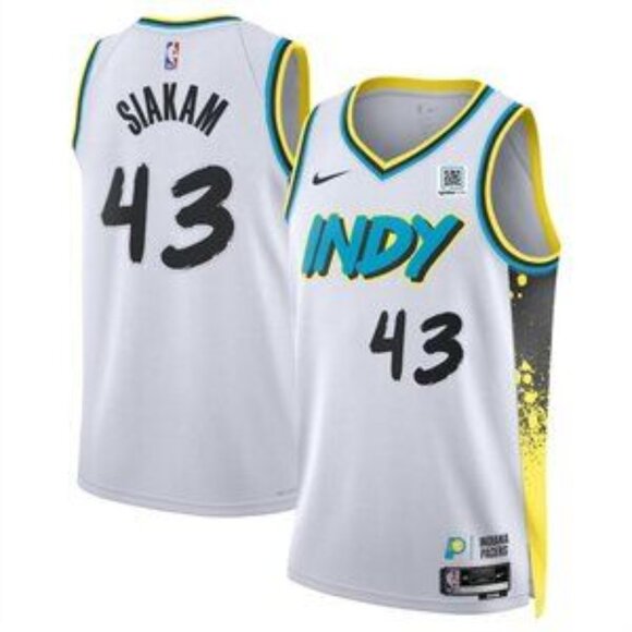 Mens 43 Pascal Siakam White Stitched Jersey